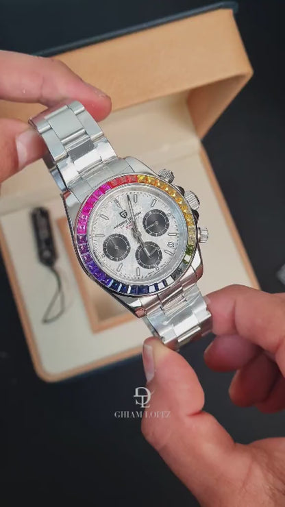 Reloj Cuarzo PAGANI DESIGN DAYTONA RAINBOW, PD-1644 - Blanco Meteorito
